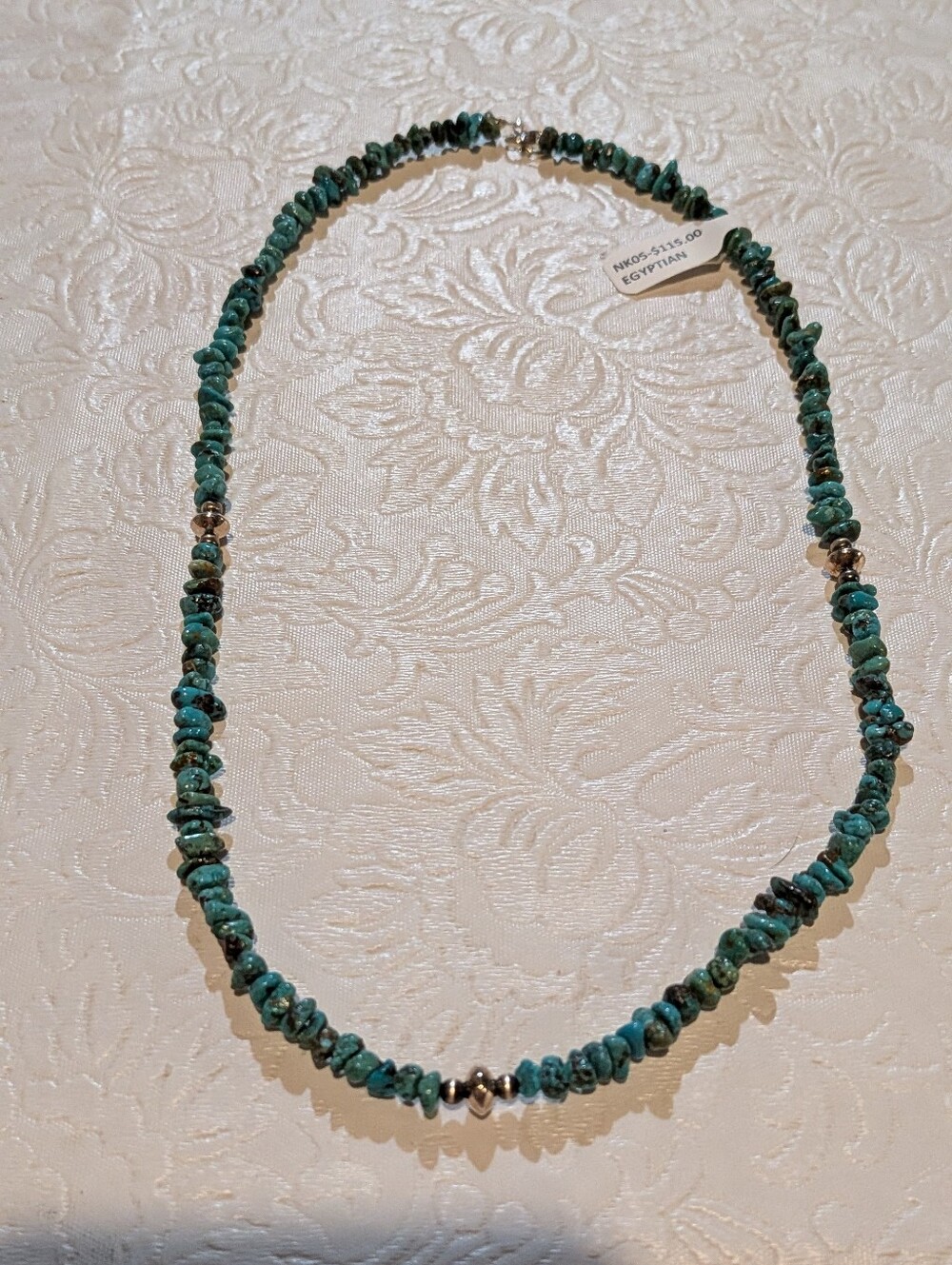 Egyptian Turquoise Chip Bead Necklace - Women Jewelry 18 Inches